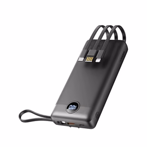 Внешний аккумулятор Veger C20 (W2047 / W2059) 20000 mAh со встроенными кабелями Micro-USB / Type C / Lightning чёрный