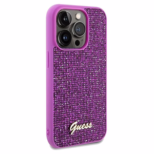 Guess Disco Metal Script viedtālruņa apvalks iPhone 14 Pro - fuksija