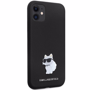 Karl Lagerfeld KLHCN61SMHCNPK viedtālruņa apvalks iPhone 11 / Xr - melns silikona C metāla piespraude