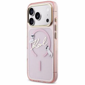 Karl Lagerfeld IML Choupettes Karl Script Logo MagSafe чехол для iPhone 17 Pro Max розовый