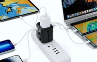 Ceļojumu lādētājs Choetech PD5008, 3xUSB-A, 2xUSB-C, GaN, 35W, US/EU/UK/AU (melns)