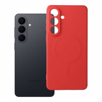 Silikona magnētiskais viedtālruņa apvalks, saderīgs ar MagSafe, paredzēts SAMSUNG S26 Edge, sarkans