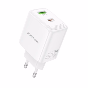 Borofone Wall charger BN30 Cargador GaN - USB + Type C - QC 3.0 PD 45W white