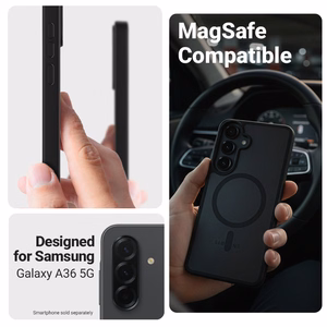 Crong Hybrid Matte Magnetic MagSafe vāciņš ierīcei Samsung Galaxy A36 / A37, melns