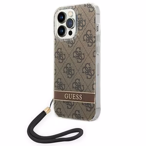 Guess GUOHCP14XH4STW iPhone 14 Pro Max 6.7 "brūns/brūns cietais apvalks 4G raksta siksna