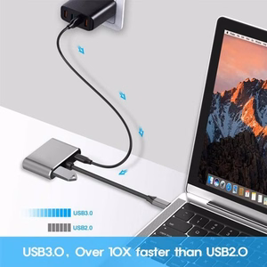 Reach USB-C centrmezgls: PD + HDMI + VGA + USB 3.0
