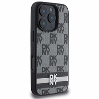 DKNY šachī raksts un drukātas svītras apvalks iPhone 16 Pro Max melns