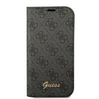 Guess GUBKP14SHG4SHK iPhone 14 6.1 "melna / melna grāmata 4G Vintage Gold Logo