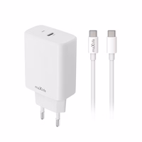 Maxlife MXTC-10-20C PD QC lādētājs 1x USB-C 20W balts + USB-C - USB-C kabelis 20W
