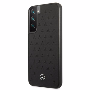 Mercedes ādas Stars Pattern viedtālruņa apvalks Samsung Galaxy S22+ - melns