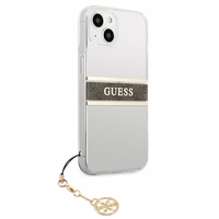 Guess GUHCP13SKB4GBR iPhone 13 mini 5.4" caurspīdīgs cietais apvalks 4G Brūna Siksniņas Šarms