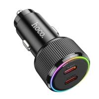 Automobiļa lādētājs Hoco 2 x USB C QC PD 50W NZ14B melns