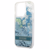 Guess Flower Liquid Glitter viedtālruņa apvalks iPhone 14 Pro Max - zaļš
