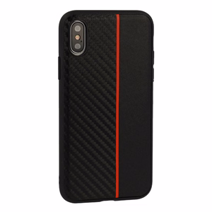 MOTO CARBON Case for Samsung Galaxy A6 Plus 2018 Black with red stripe