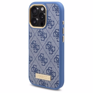 Guess 4G Logotipa plāksne Magnētiskais viedtālruņa apvalks iPhone 16 Pro - zils