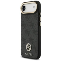 Guess 4G Strass Logo & Big Strap Metal Buttons Magnētiskais viedtālruņa apvalks iPhone Air - melns