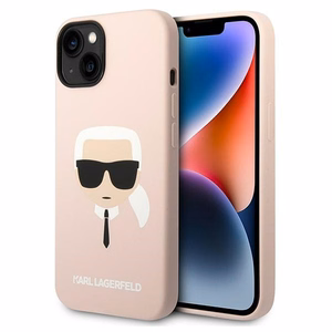 Karl Lagerfeld KLHCP14MSLKHLP iPhone 14 Plus 6.7 "cietais viedtālruņa apvalks rozā / rozā silikona Karl's Head