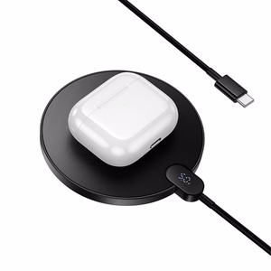 Bezvadu lādētājs Hoco 15W ar USB-C kabeli un digitālo indikatoru CW62 melna krāsa