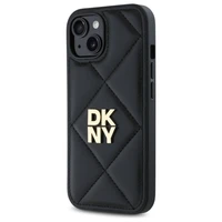 DKNY Quilted Stack Logo viedtālruņa apvalks iPhone 15 - melns