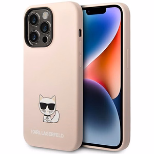 Karl Lagerfeld KLHCP14LSLCTPI iPhone 14 Pro 6.1 "cietais apvalks gaiši rozā/gaiši rozā Silikona Choupette Ķermenis