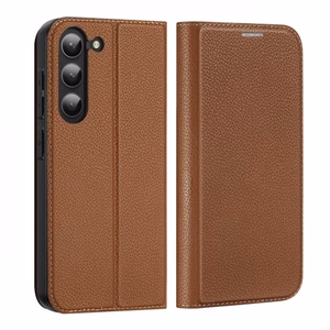 Dux Ducis Skin X2 viedtālruņa apvalks Samsung Galaxy S23+ atverams apvalks ar maku un statīvu brūns