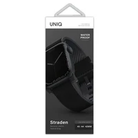 Uniq Straden ādas Hybrid siksniņa priekš Apple Watch 1/2/3/4/5/6/7/8/SE/SE2/Ultra 42/44/45/49mm - melns