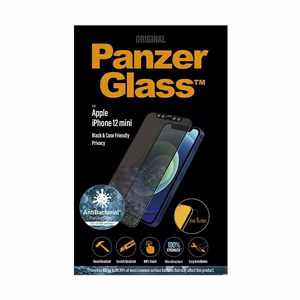 PanzerGlass E2E Super+ Microfracture antibakteriālais rūdītais stikls iPhone 12 mini – ar melnu ietvaru