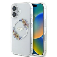 Guess IML Ziedu Vainags Magnētiskais viedtālruņa apvalks iPhone 16 - caurspīdīgs
