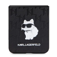 Karl Lagerfeld Saffiano Monogram Choupette Pin viedtālruņa apvalks Samsung Galaxy Z Flip 5 - melna