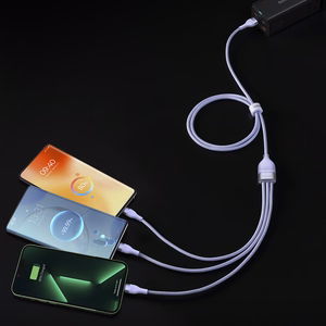 Кабель Baseus Flash Series II 3 в 1 - USB на Type C, Lightning, Micro USB - 100W 6A 1,2 метра (CASS030005) фиолетовый