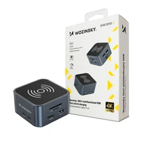 Hub USB-C 12 in 1 Wozinsky WHBC09Y8S daudzfunkcionāls, ar bezvadu uzlādes funkciju, alumīnijs, ar 15 cm kabeli - pelēks