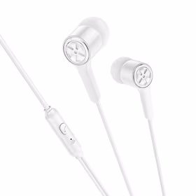 HOCO vadu austiņas Jack 3,5 mm ar mikrofonu M104 baltas