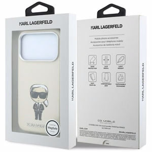 Karl Lagerfeld Smooth Ikonik Sketch MagSafe maciņš modelim iPhone 18 Pro / 17 Pro – bēšs