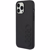 Audi sintētiskās ādas viedtālruņa apvalks iPhone 13 Pro Max 6.7" melns/melns cietais apvalks AU-TPUPPCIP13PM-TT/D1-BK