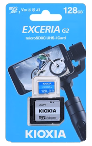 KIOXIA atmiņas karte 128GB microSD Exceria (gen 2) UHS I U3 V30 ar adapteri