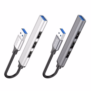USB koncentrators Hoco HB26 4-in-1 adapteris USB-A uz 1xUSB3.0 + 3xUSB2.0, pelēks