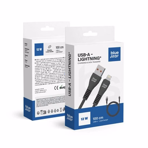 BLUE STAR kabelis USB A uz Lightning 2A 12W DC99I 1 m melns