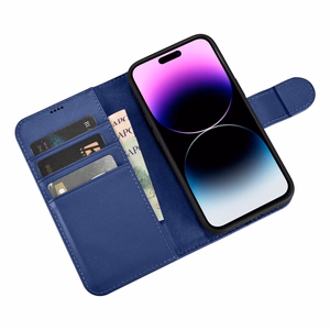 iCarer Maki apvalks 2in1 vāks iPhone 14 Pro Max Anti-RFID ādas atverams apvalks zils (WMI14220728-BU)