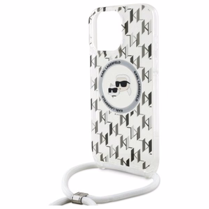 Karl Lagerfeld IML Crossbody Monogram Karl & Choupette Head MagSafe Case for iPhone 16 Pro - Clear