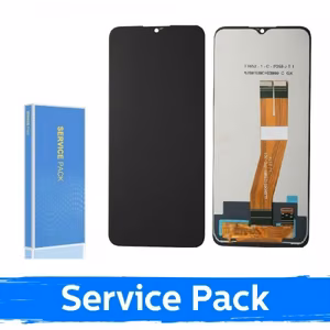 LCD Displejs Saderīgs ar Samsung A037F A03s non-EU Melns (Service Pack / Aftermarket)(NF version)