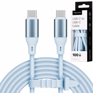 Kruger&Matz Basic USB-C–USB-C silikona kabelis, 100 W, 1 m, zils