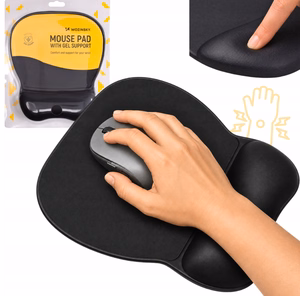 Ergonomisks peles paliktnis un plaukstas balsts gela eko āda liels neslīdošs - melns
