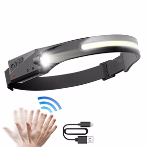 Ar USB-C uzlādējams LED galvas lukturis ar kustības sensoru, IPX4, 1200 mAh – melns