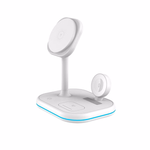 Tech-Protect QI15W-A27 3-in-1 indukcijas lādētājs ar MagSafe statīvu viedtālrunim / Apple Watch / AirPods - balts