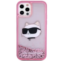Karl Lagerfeld KLHCP12MLNCHCP iPhone 12/12 Pro 6.1" rozā/rozā cietais apvalks Mirdzošs Choupette Galva