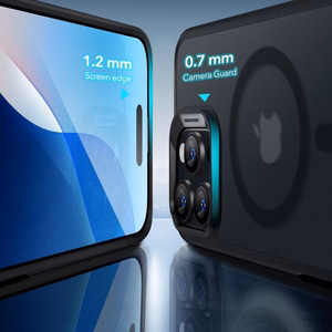 ESR Classic Hybrid Halolock MagSafe apvalks komplekts + rūdītais stikls iPhone 16 Pro Max - daļēji caurspīdīgs ar melnu rāmi