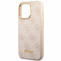 Guess 4G Vintage Gold Logo viedtālruņa apvalks iPhone 14 Pro Max - rozā