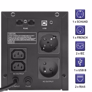 Qoltec 53770 nepārtrauktas barošanas avots (UPS) Line-Interactive 1.5 kVA 900 W 2 AC ligzdas