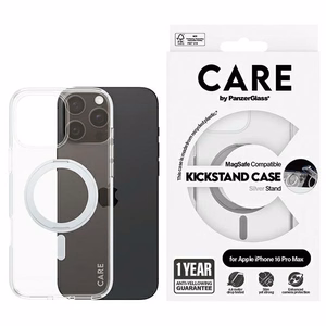 CARE by PanzerGlass Funkcionālais viedtālruņa apvalks ar statīvu iPhone 16 Pro Max 6.9" sudraba/sudraba Magnētiskais 1328
