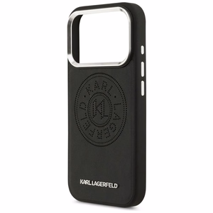 Karl Lagerfeld Point & Metal Logo Magnētiskais viedtālruņa apvalks iPhone 17 Pro - Melns